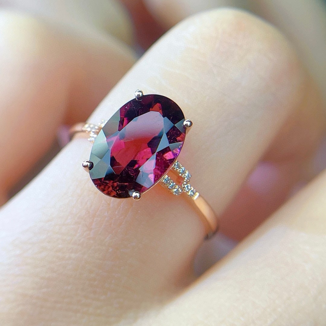 14k Gold 2.6 Ct Natural Tourmaline & Diamond Ring - 5