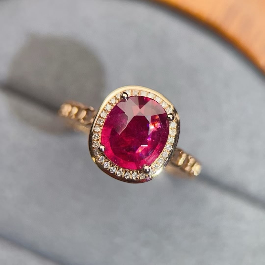 14k Gold 1.68 Ct Natural Tourmaline & Diamond Ring - 4