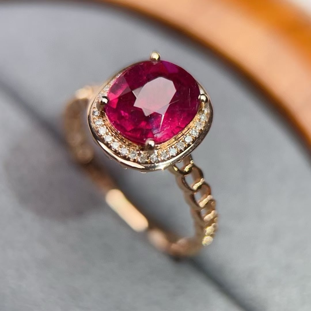 14k Gold 1.68 Ct Natural Tourmaline & Diamond Ring - 5
