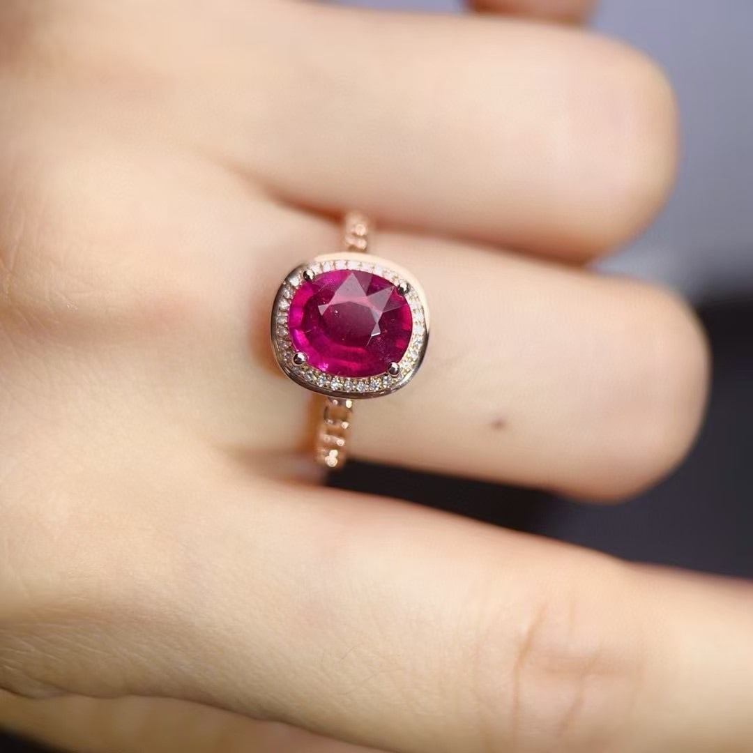 14k Gold 1.68 Ct Natural Tourmaline & Diamond Ring - 6