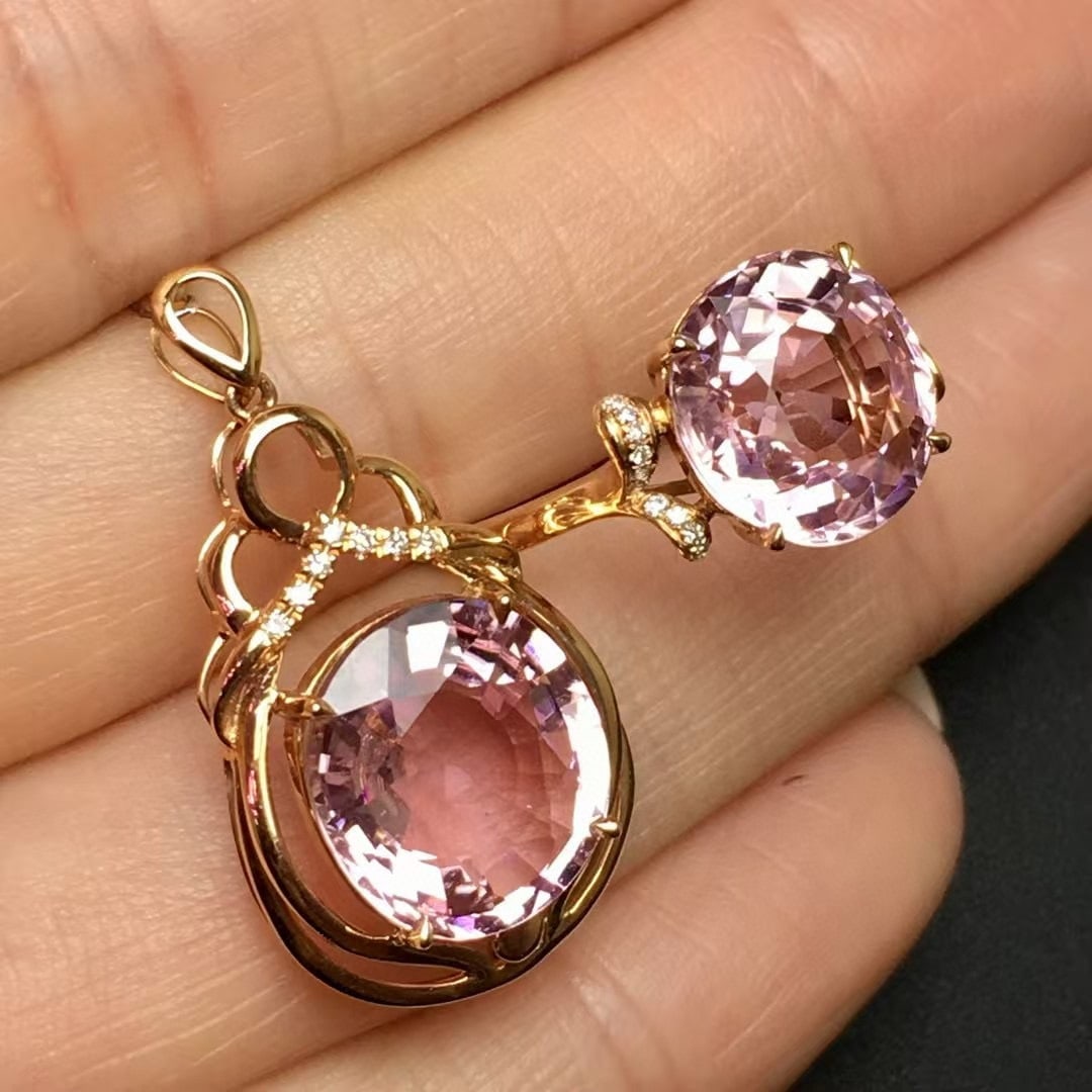 14k Gold 10.1 Ct Natural Tourmaline & Diamond Jewelry Set - 3