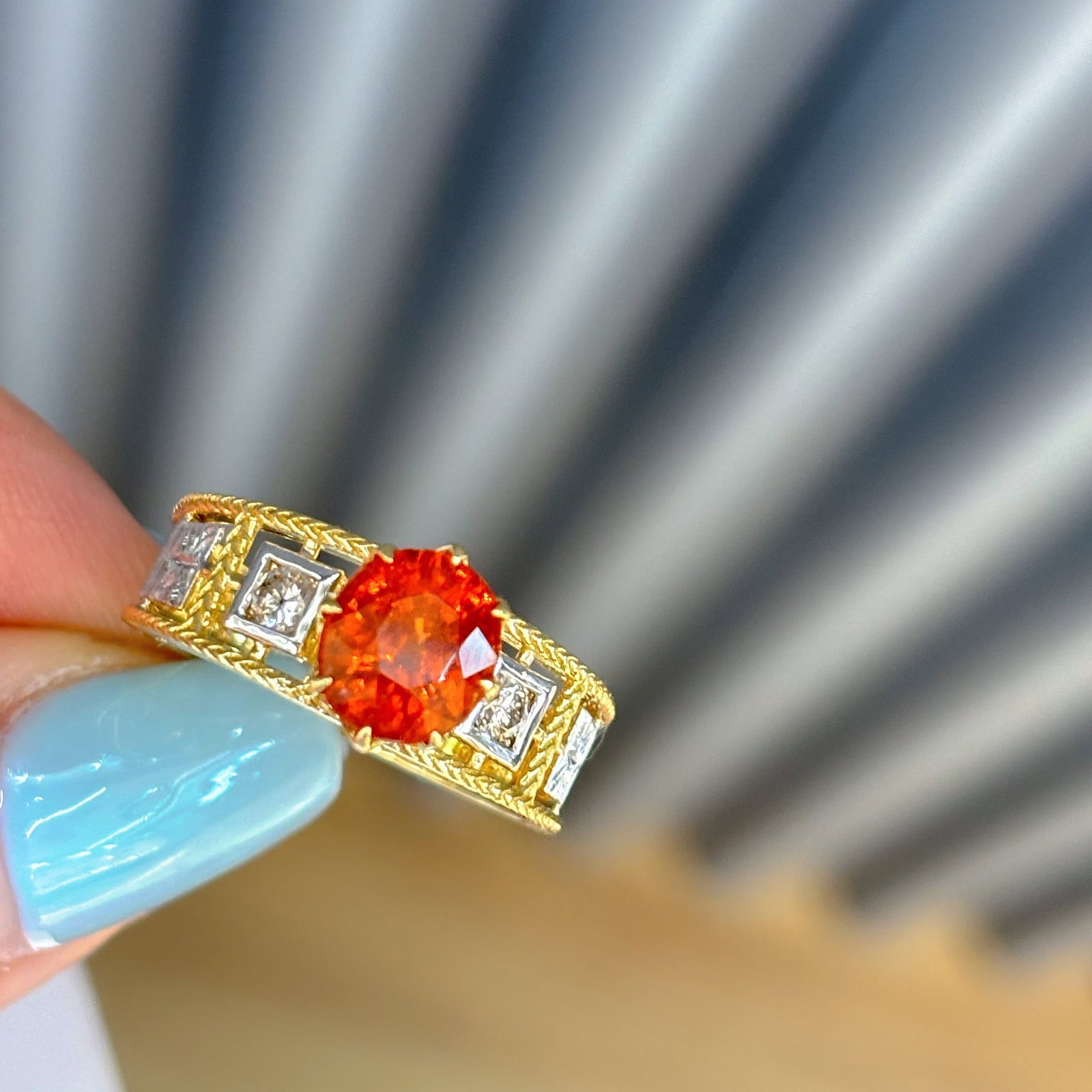 14k Gold 2.02 Ct Natural Spessartine & Diamond Ring - 2