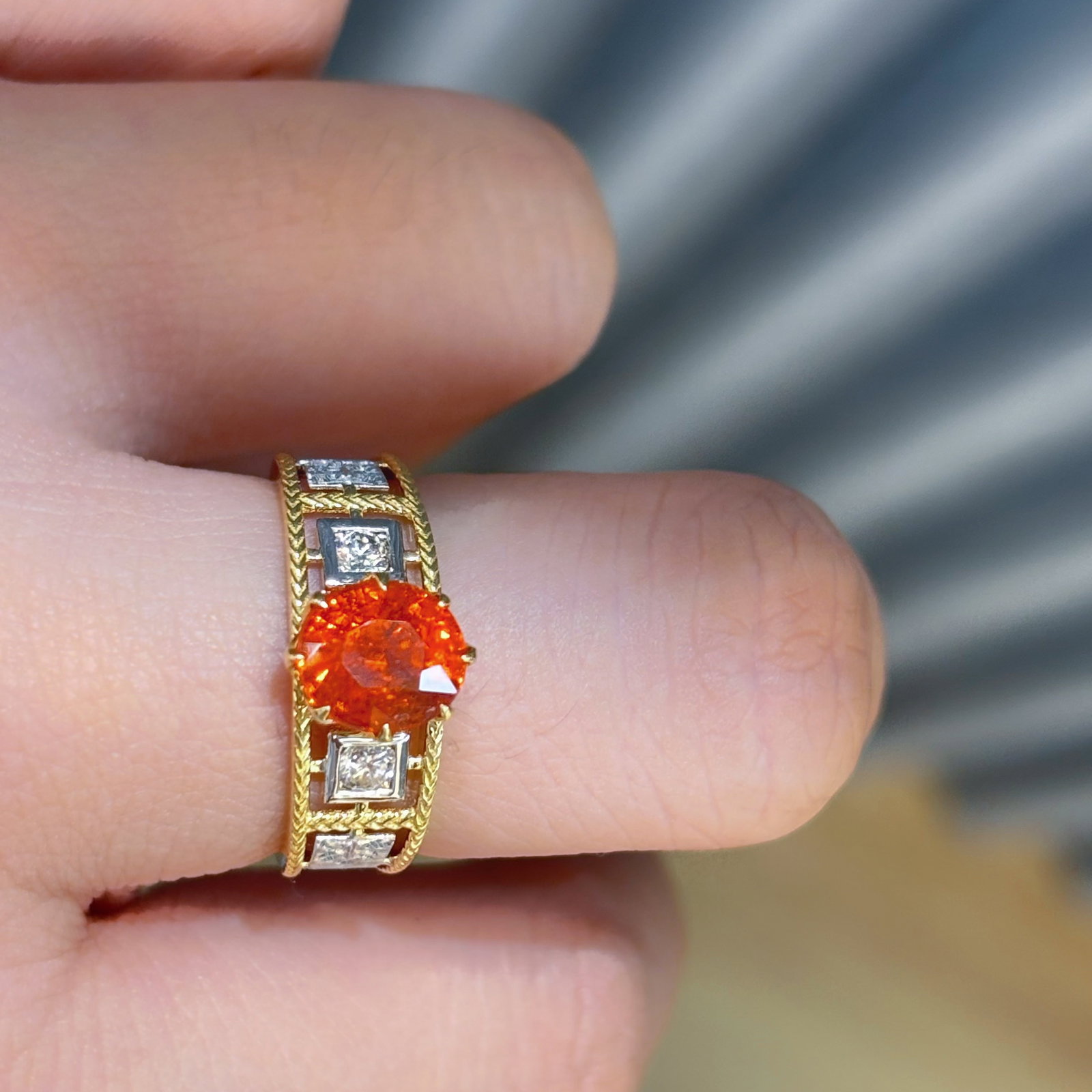 14k Gold 2.02 Ct Natural Spessartine & Diamond Ring - 3