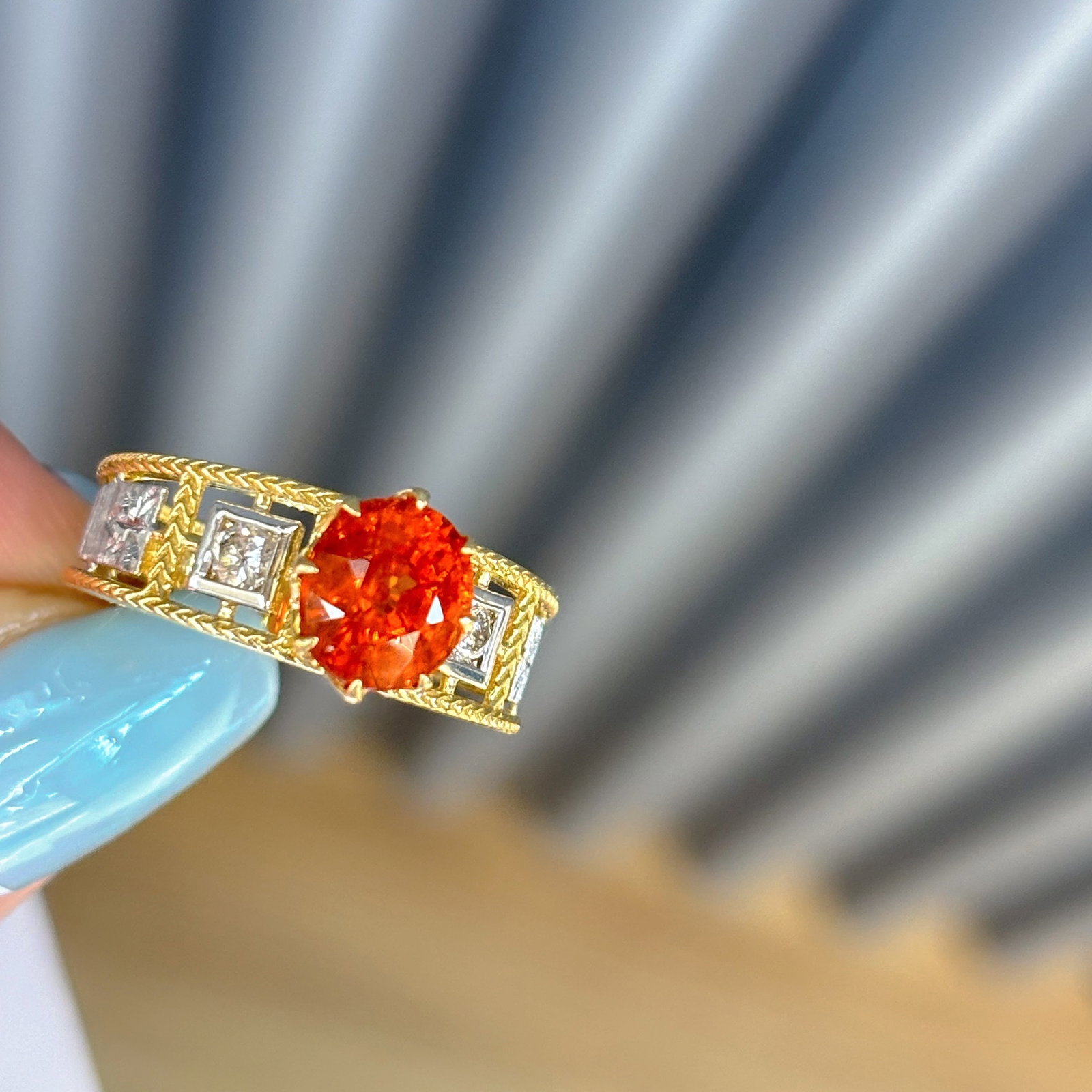 14k Gold 2.02 Ct Natural Spessartine & Diamond Ring - 5