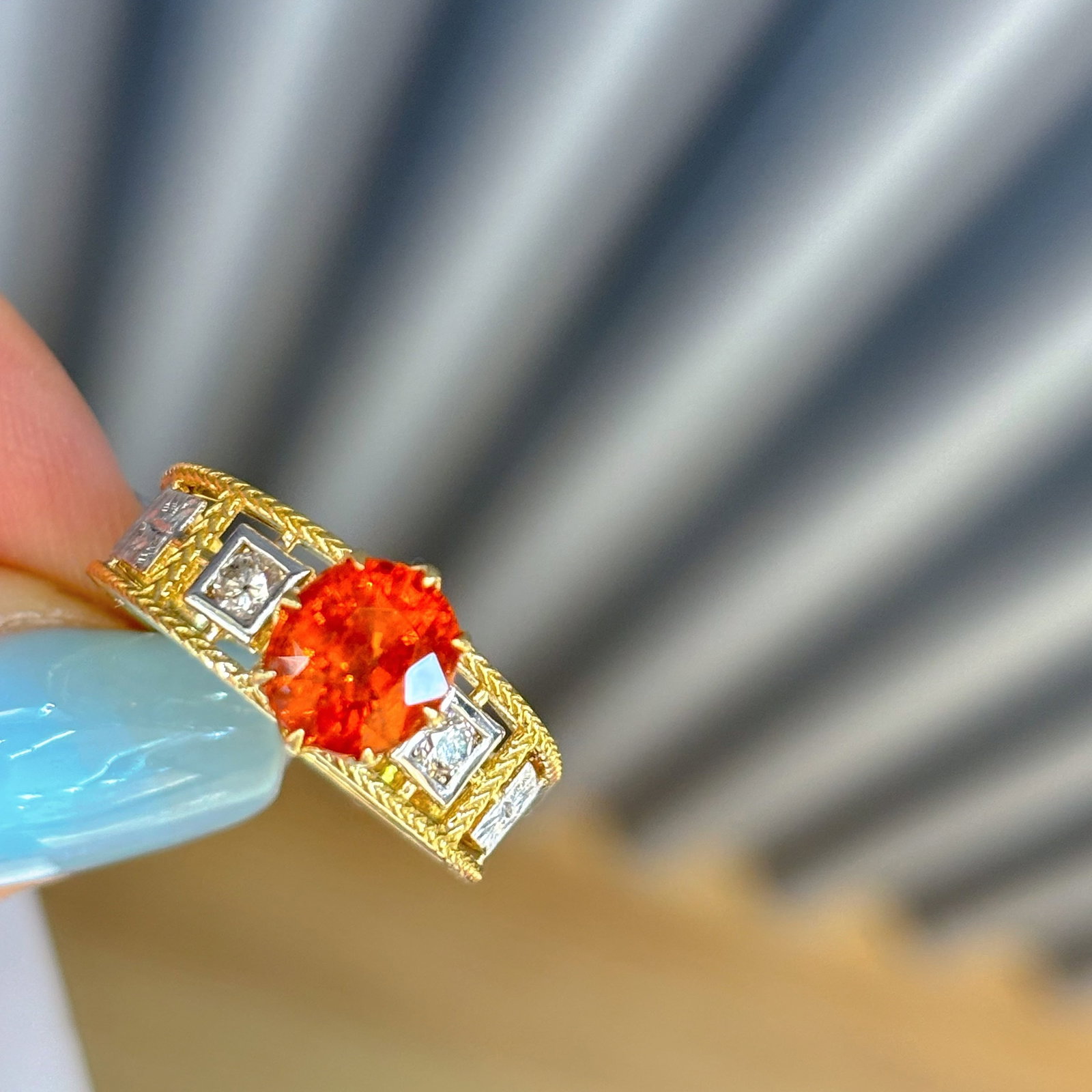 14k Gold 2.02 Ct Natural Spessartine & Diamond Ring - 6