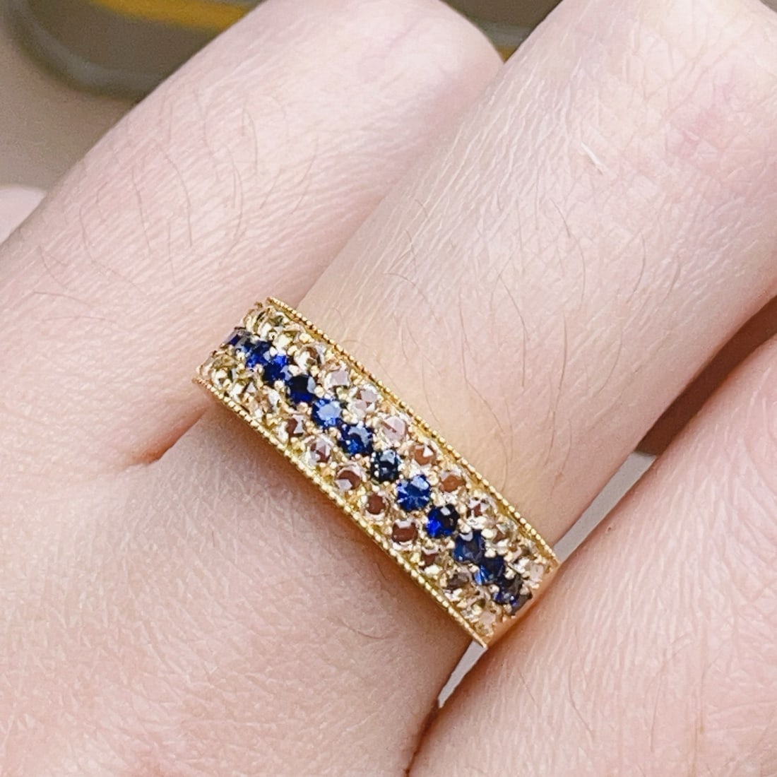 14k Gold 0.31 Ct Natural Sapphire & Sapphire Ring - 2