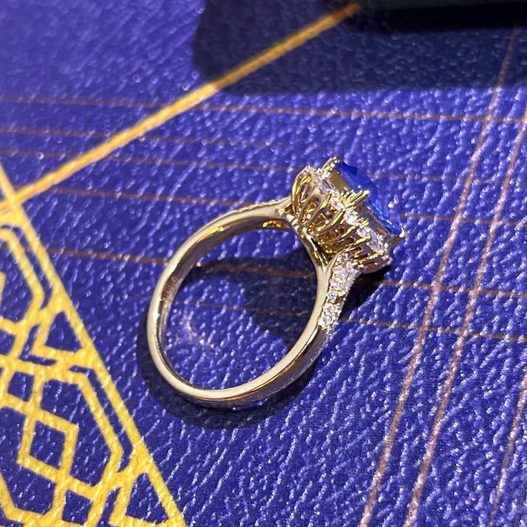 14k Gold 3.17 Ctw Natural Sapphire & Diamond Ring/pendant( Without Chain ) - 2