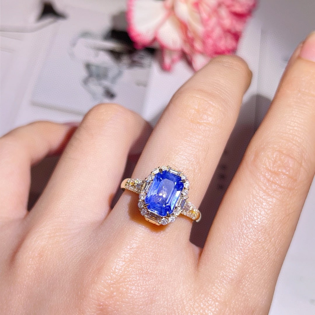 14k Gold 3.17 Ctw Natural Sapphire & Diamond Ring/pendant( Without Chain ) - 3
