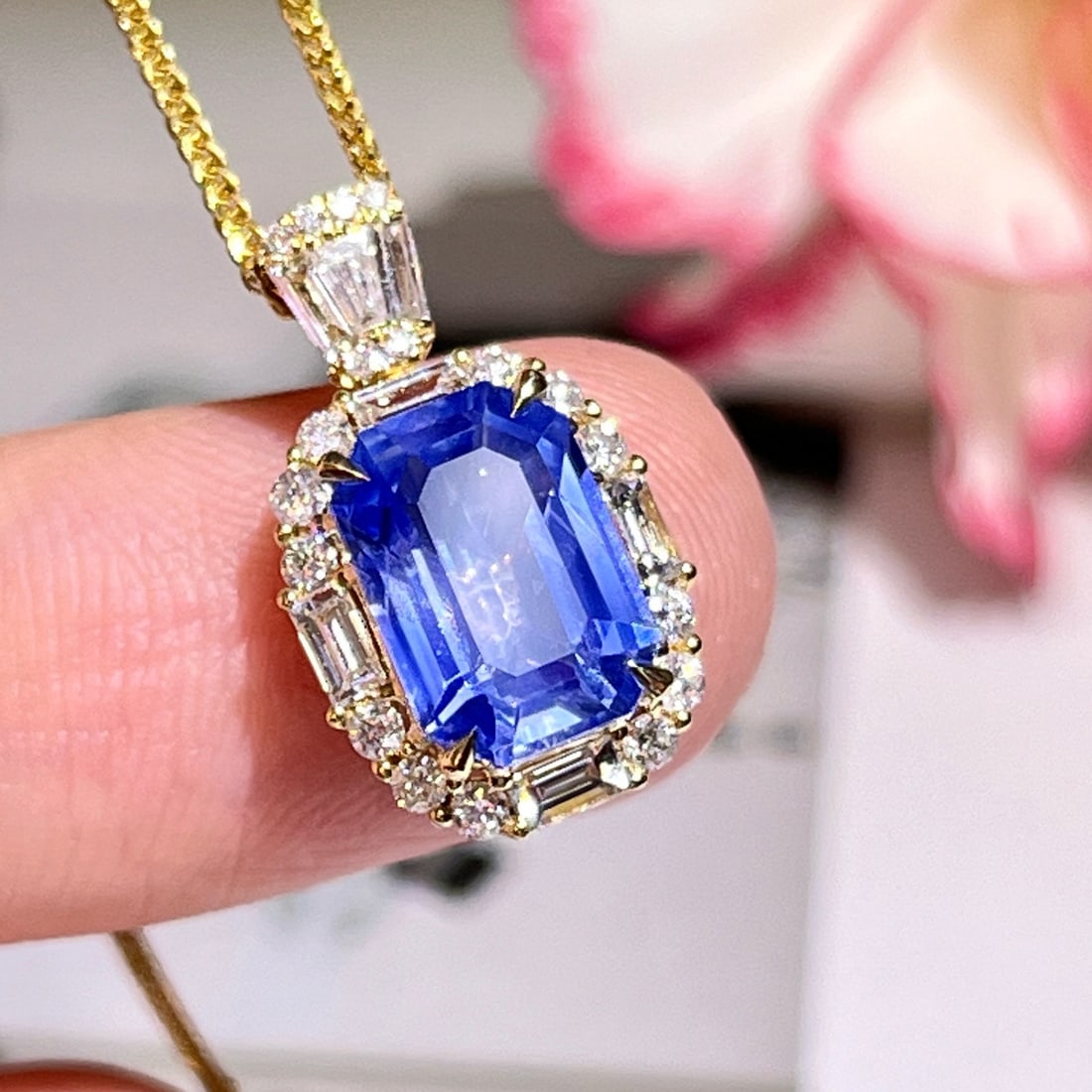 14k Gold 3.17 Ctw Natural Sapphire & Diamond Ring/pendant( Without Chain ) - 5