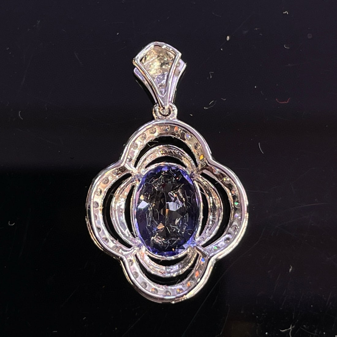 14k Gold 1.22 Ct Natural Tanzanite & Diamond Pendant( Without Chain ) - 4