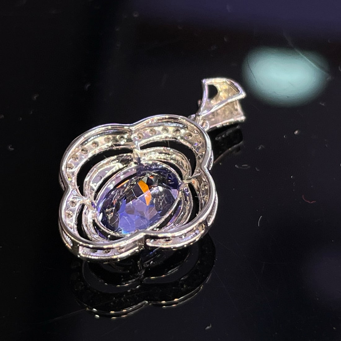 14k Gold 1.22 Ct Natural Tanzanite & Diamond Pendant( Without Chain ) - 5
