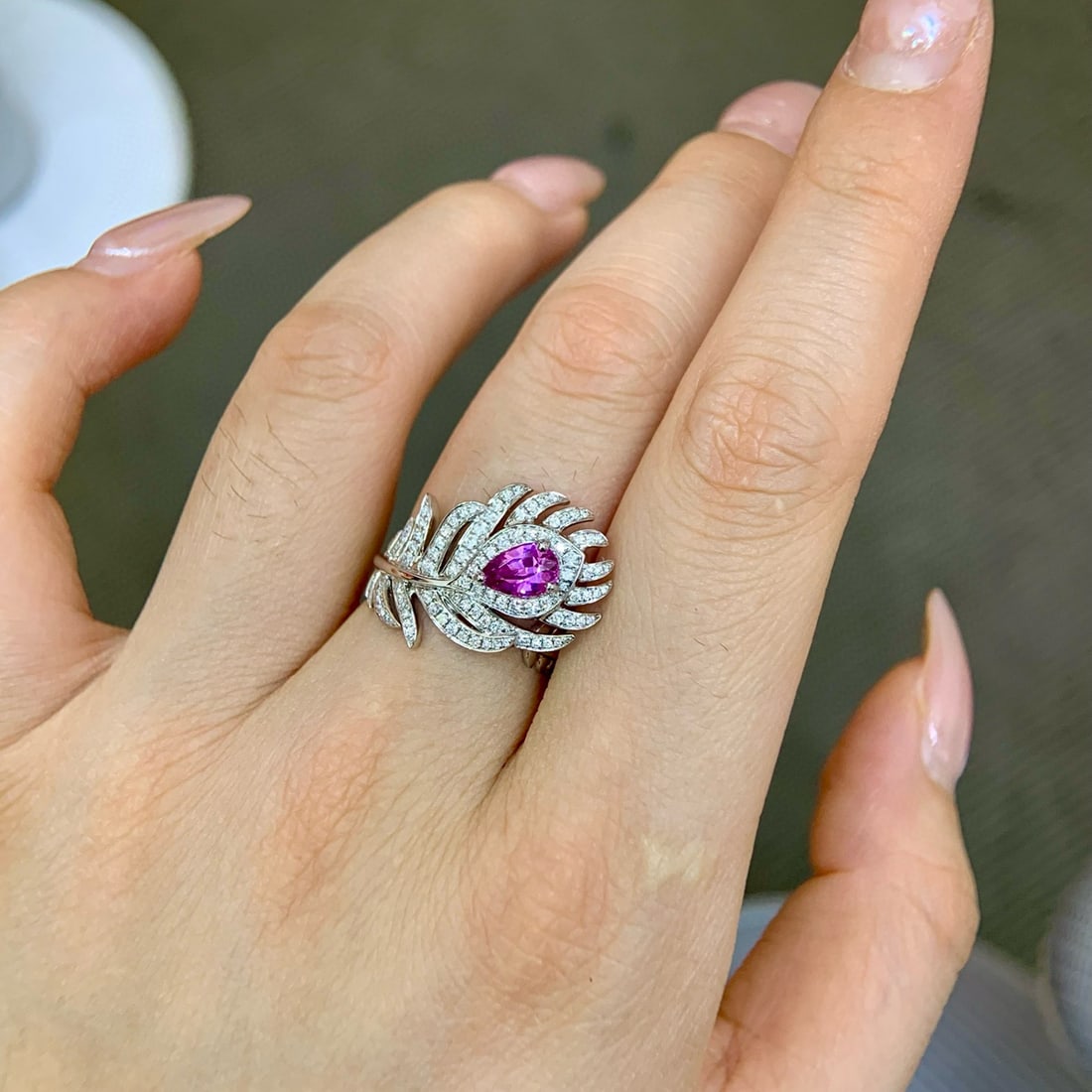 14k Gold 1.25 Ctw Natural Padparadscha Sapphire & Diamond Ring - 5