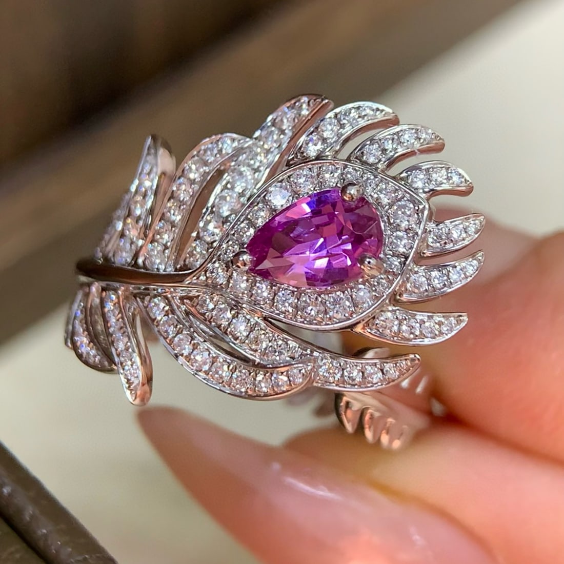 14k Gold 1.25 Ctw Natural Padparadscha Sapphire & Diamond Ring - 6