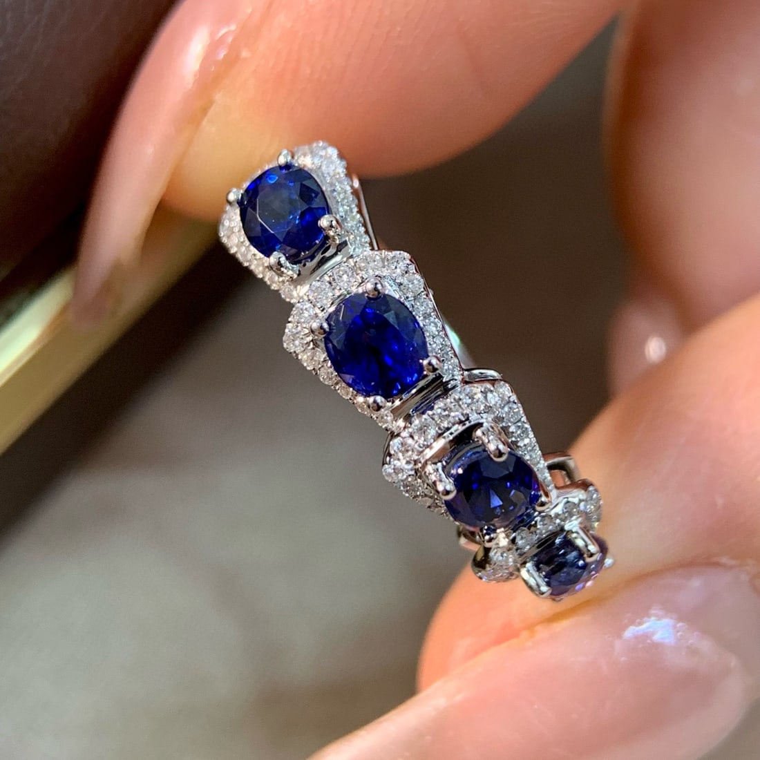 14k Gold 1.67 Ctw Natural Sapphire & Diamond Ring - 3
