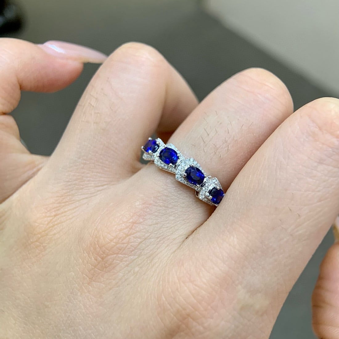 14k Gold 1.67 Ctw Natural Sapphire & Diamond Ring - 4