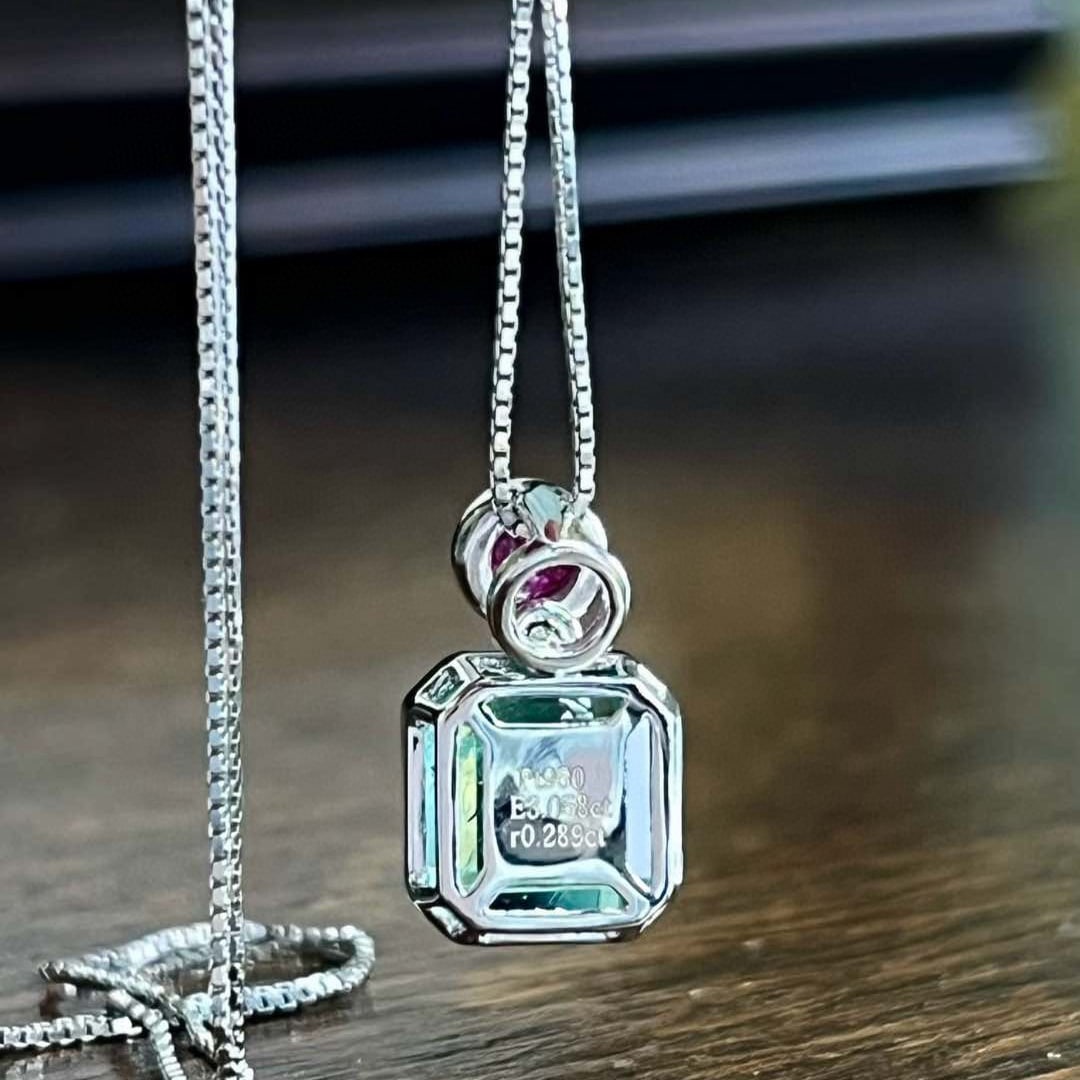 14k Gold 3.35 Ctw Natural Emerald & Ruby Pendant( Without Chain ) - 3
