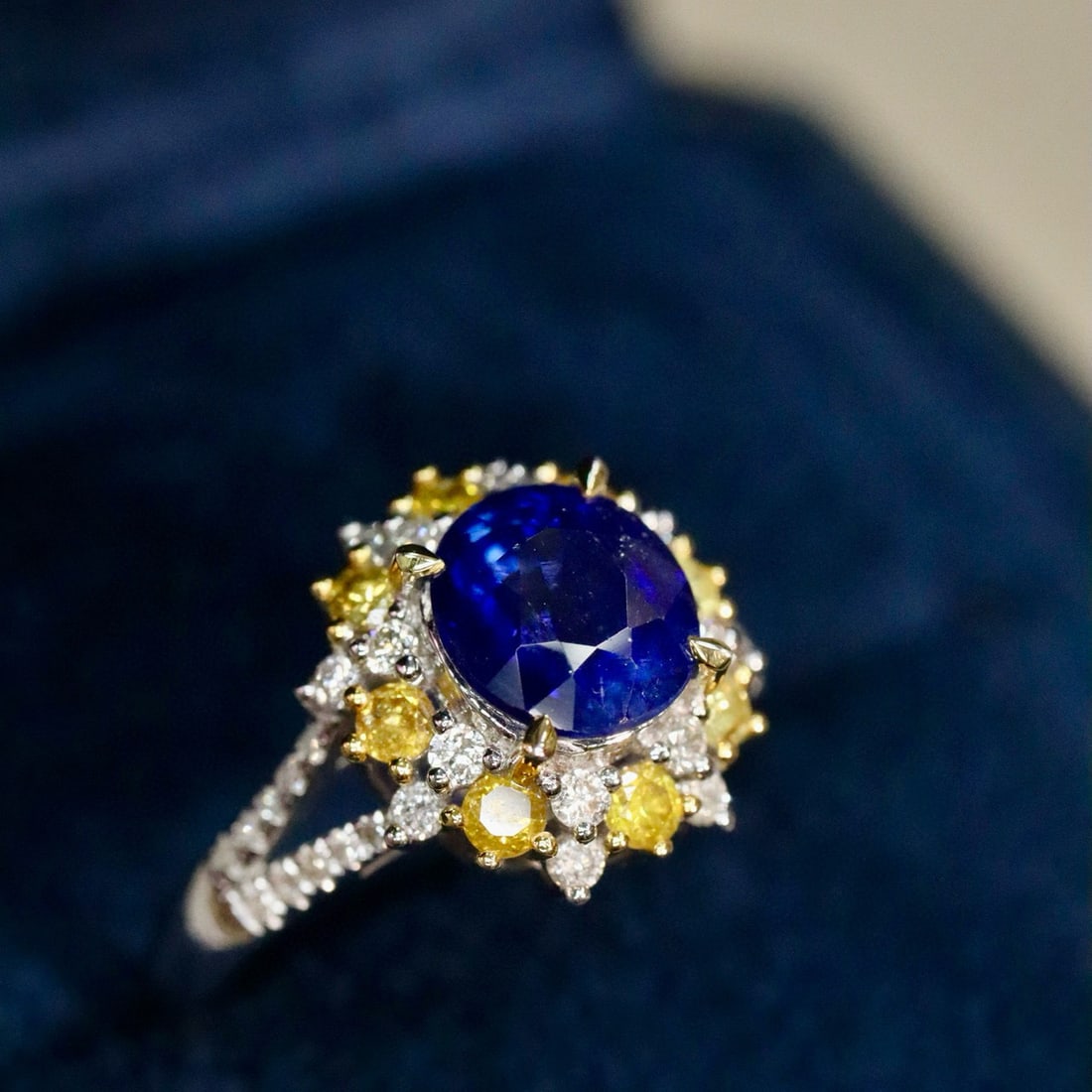 14k Gold 2.12 Ctw Natural Sapphire & Diamond Ring - 2