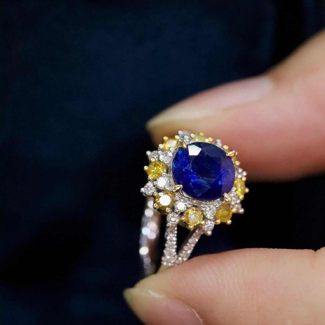 14k Gold 2.12 Ctw Natural Sapphire & Diamond Ring - 5