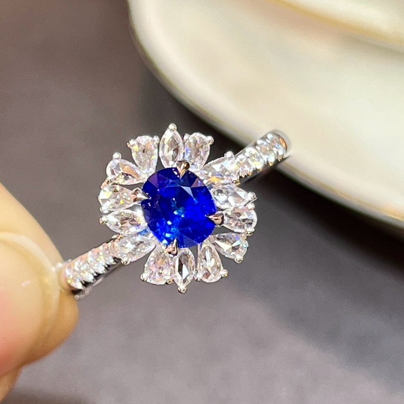 14k Gold 1.31 Ctw Natural Sapphire & Diamond Ring - 4