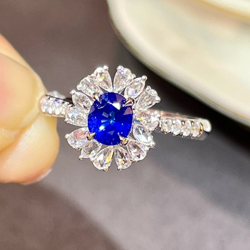 14k Gold 1.31 Ctw Natural Sapphire & Diamond Ring - 5