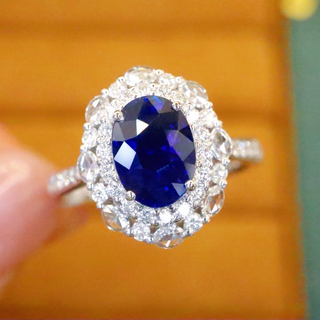 14k Gold 2.03 Ctw Natural Sapphire & Diamond Ring: Ref:230992448 // gold content:14k gold // ring size:7. 25us // // main gemstone:sapphire // shape:oval // carat weight:1. 56ct // color:royal blue // treatment:natural // // adjacent gemstone 2 : diam