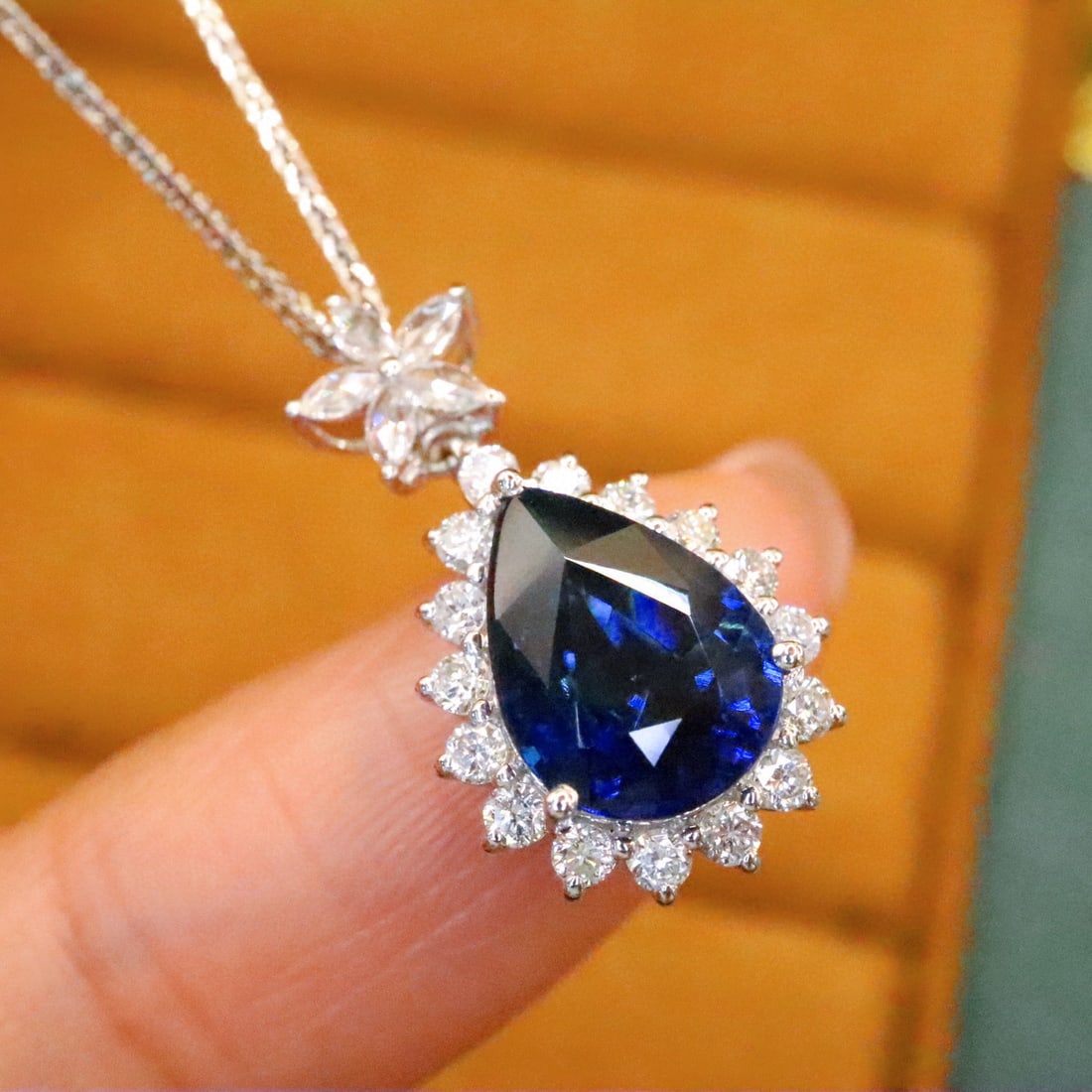 14k Gold 2.44 Ctw Natural Sapphire & Diamond Pendant( Without Chain ) - 3