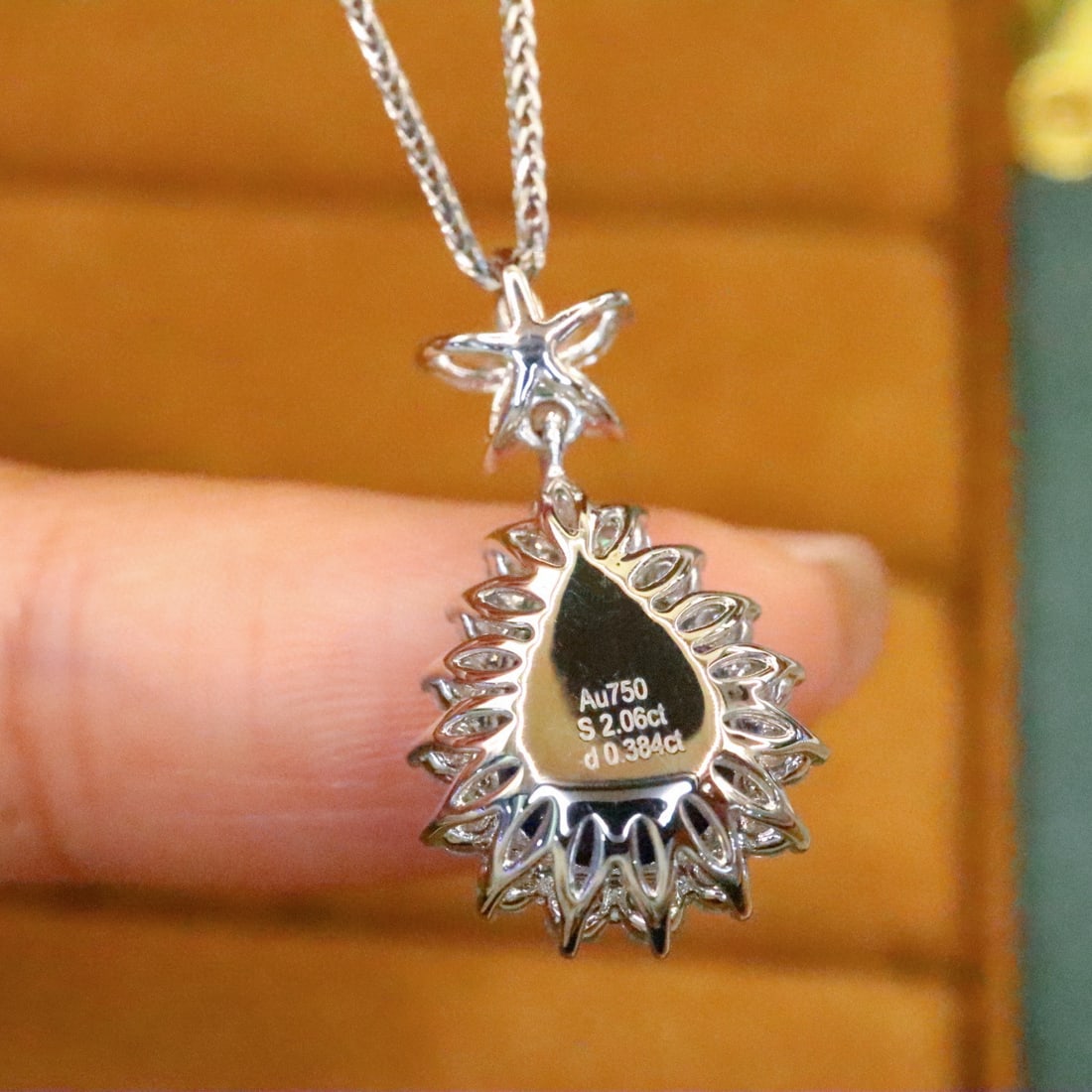 14k Gold 2.44 Ctw Natural Sapphire & Diamond Pendant( Without Chain ) - 4