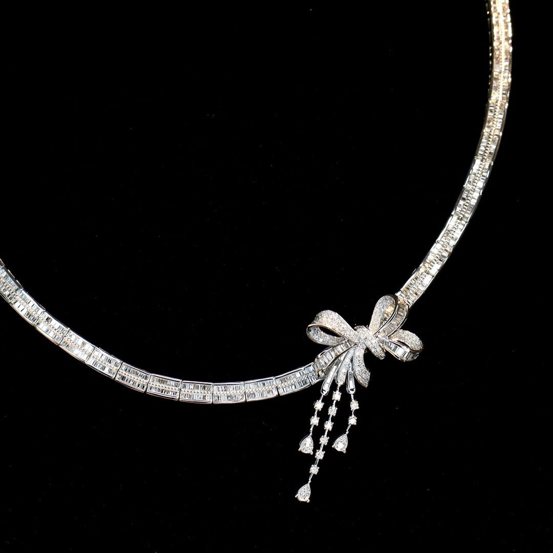 14k Gold 7.8 Ct Natural H Diamond Necklace - 4
