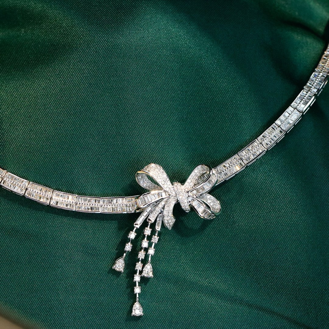 14k Gold 7.8 Ct Natural H Diamond Necklace - 9