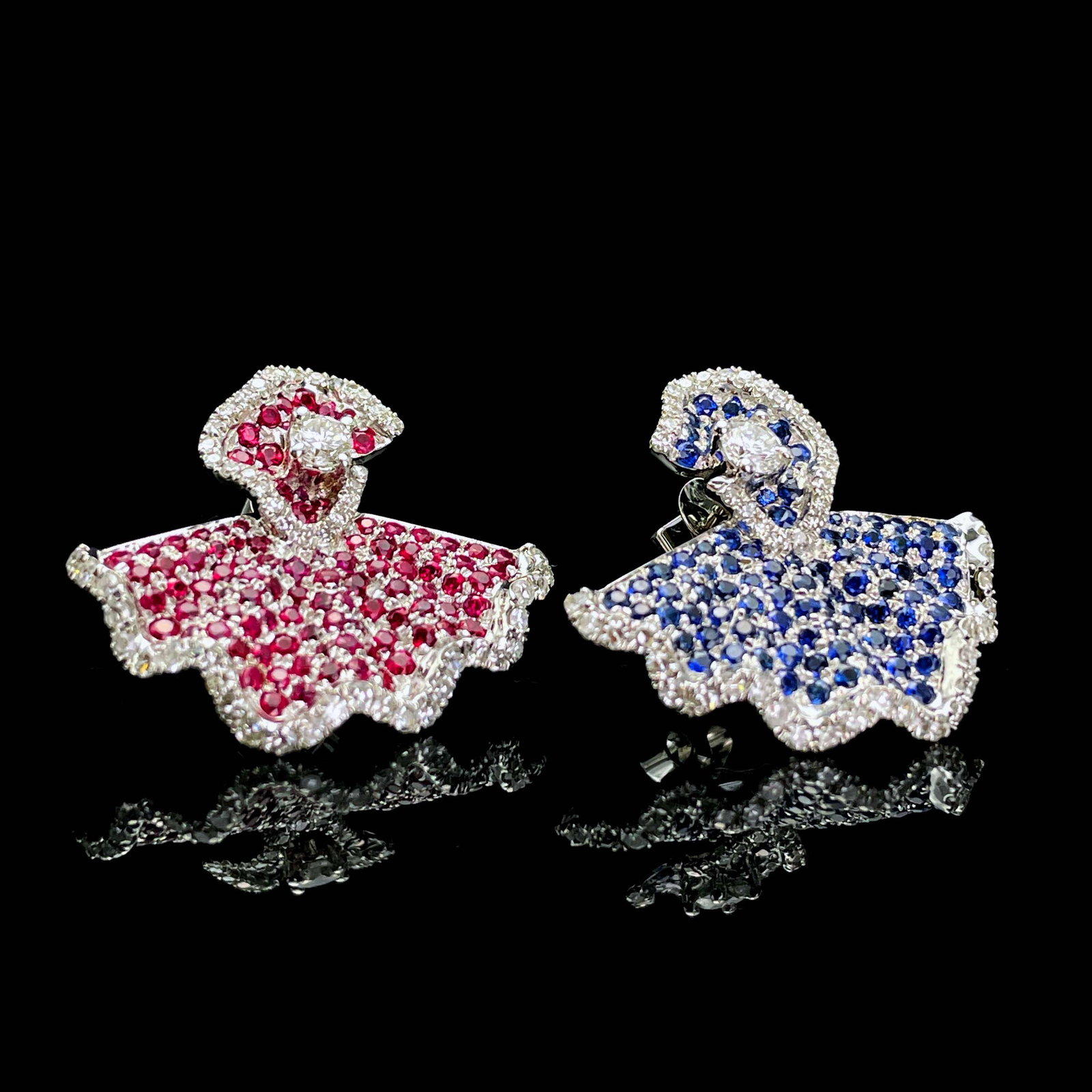 14k Gold 2 Ctw Natural Sapphire & Ruby Earrings - 4