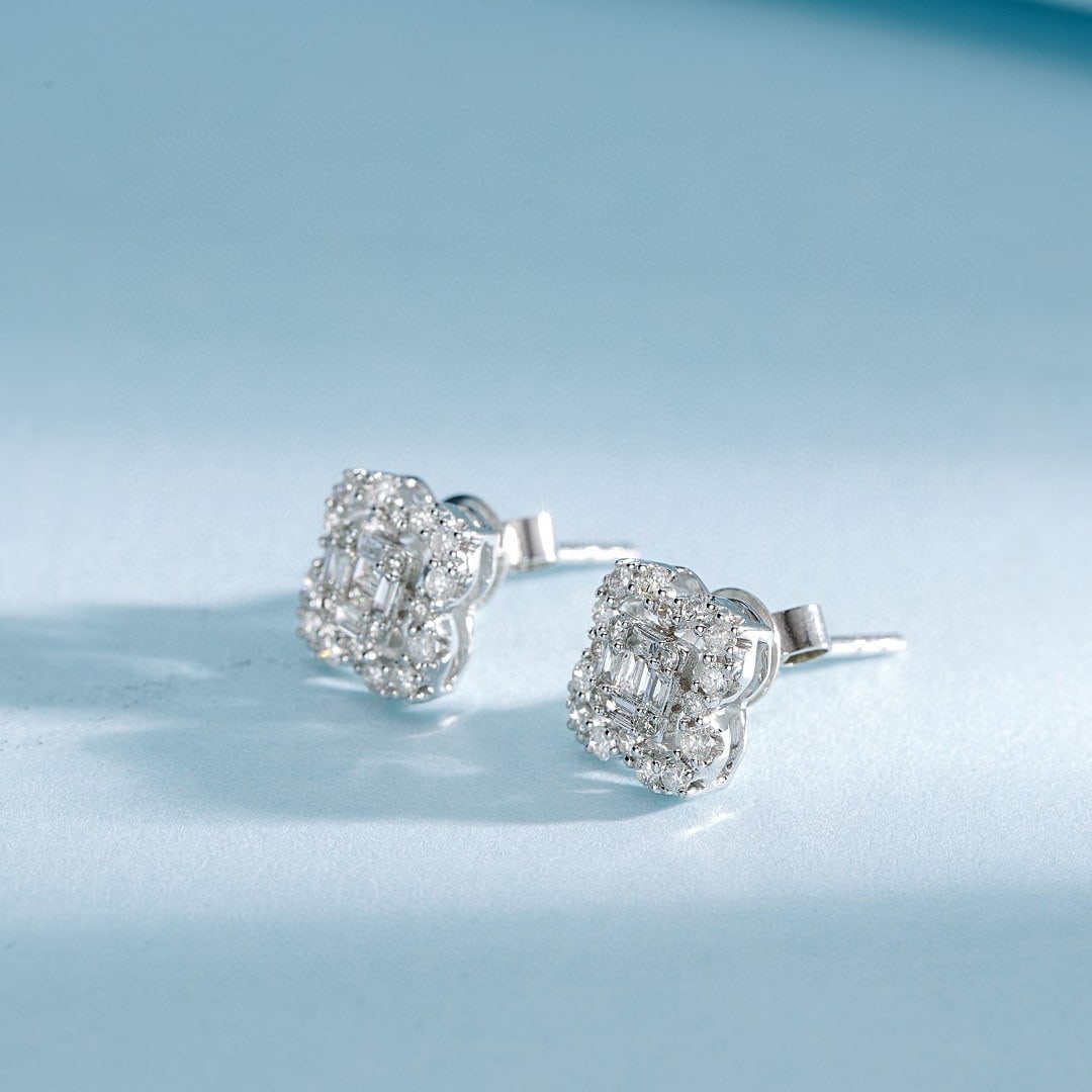 14k Gold 0.38 Ctw Natural H Diamond Earrings - 2