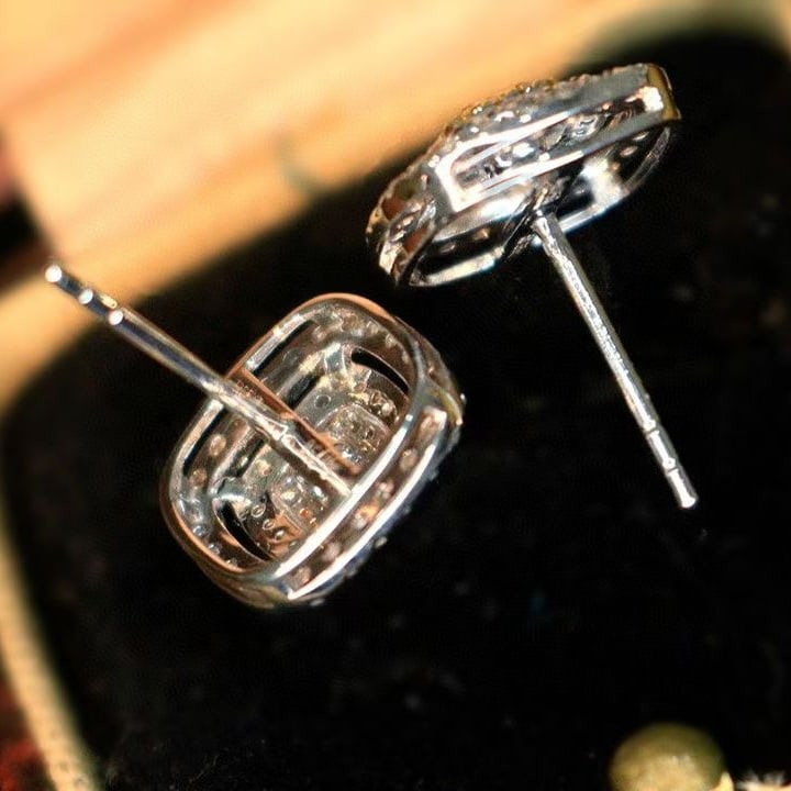 14k Gold 0.70 Ctw Natural Yellow Diamond & Diamond Earrings - 2