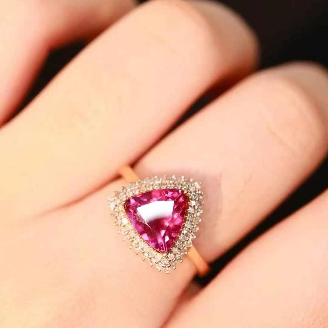 14k Gold 2.70 Ctw Natural Tourmaline & Diamond Ring - 3