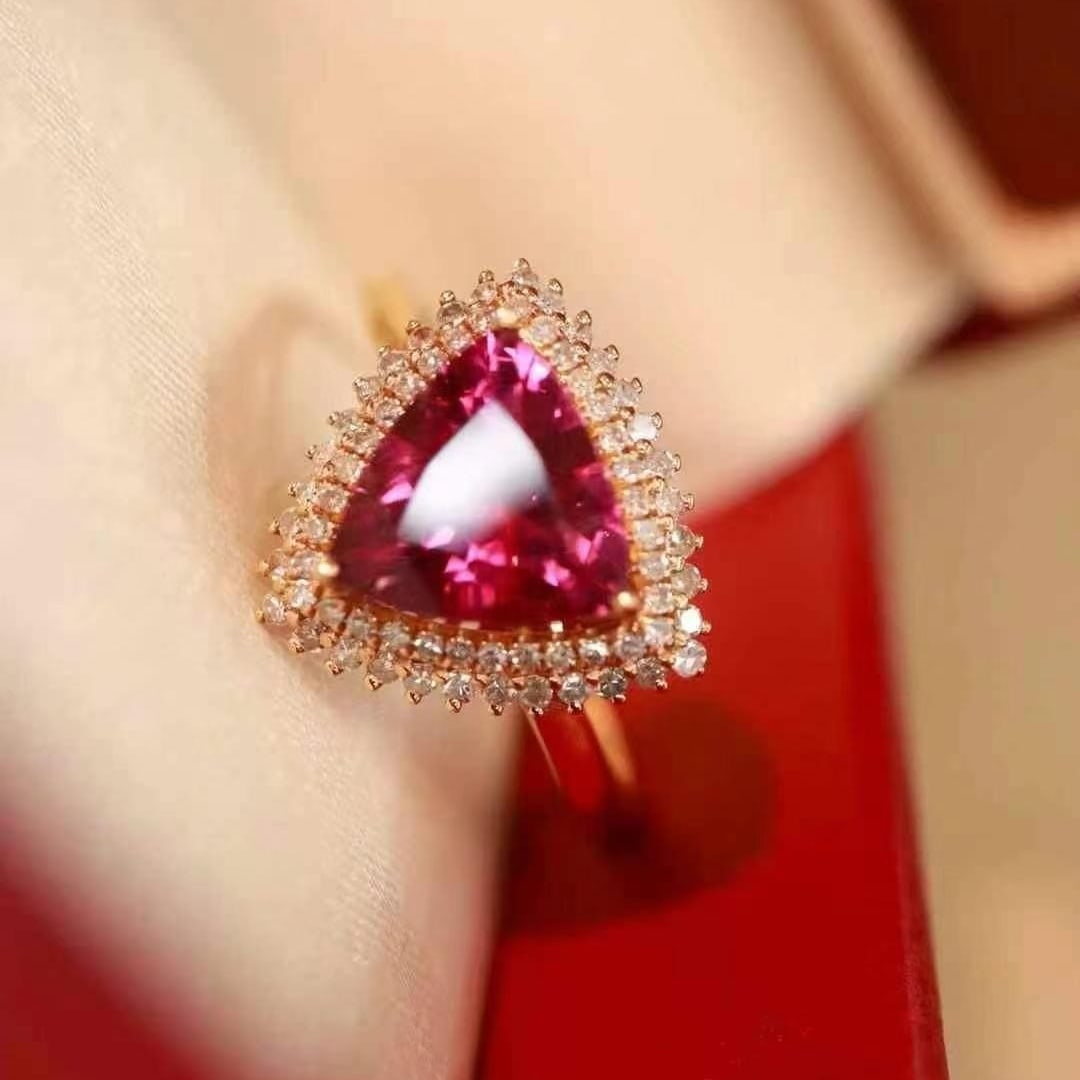 14k Gold 2.70 Ctw Natural Tourmaline & Diamond Ring - 4
