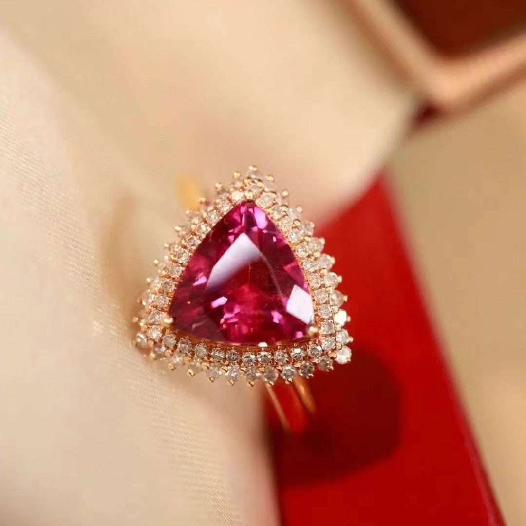 14k Gold 2.70 Ctw Natural Tourmaline & Diamond Ring - 5