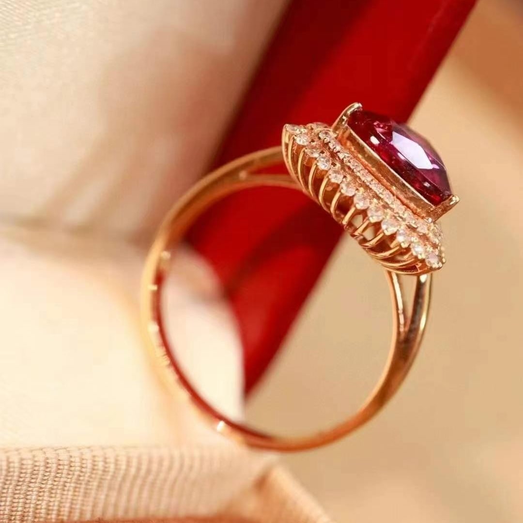 14k Gold 2.70 Ctw Natural Tourmaline & Diamond Ring - 6