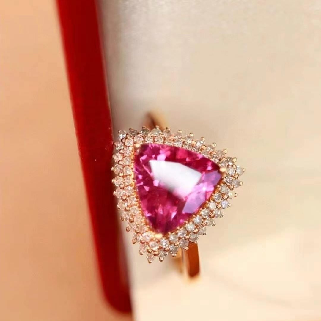 14k Gold 2.70 Ctw Natural Tourmaline & Diamond Ring - 7