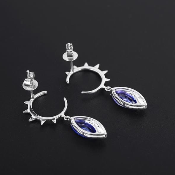 14k Gold 1.55 Ctw Natural Tanzanite & Diamond Earrings - 5