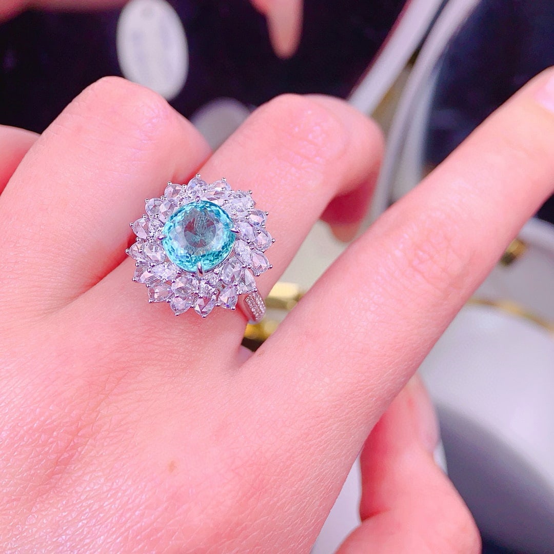 14k Gold 2.72 Ct Natural Paraiba Tourmaline & Diamond Ring/pendant( Without Chain ) - 4