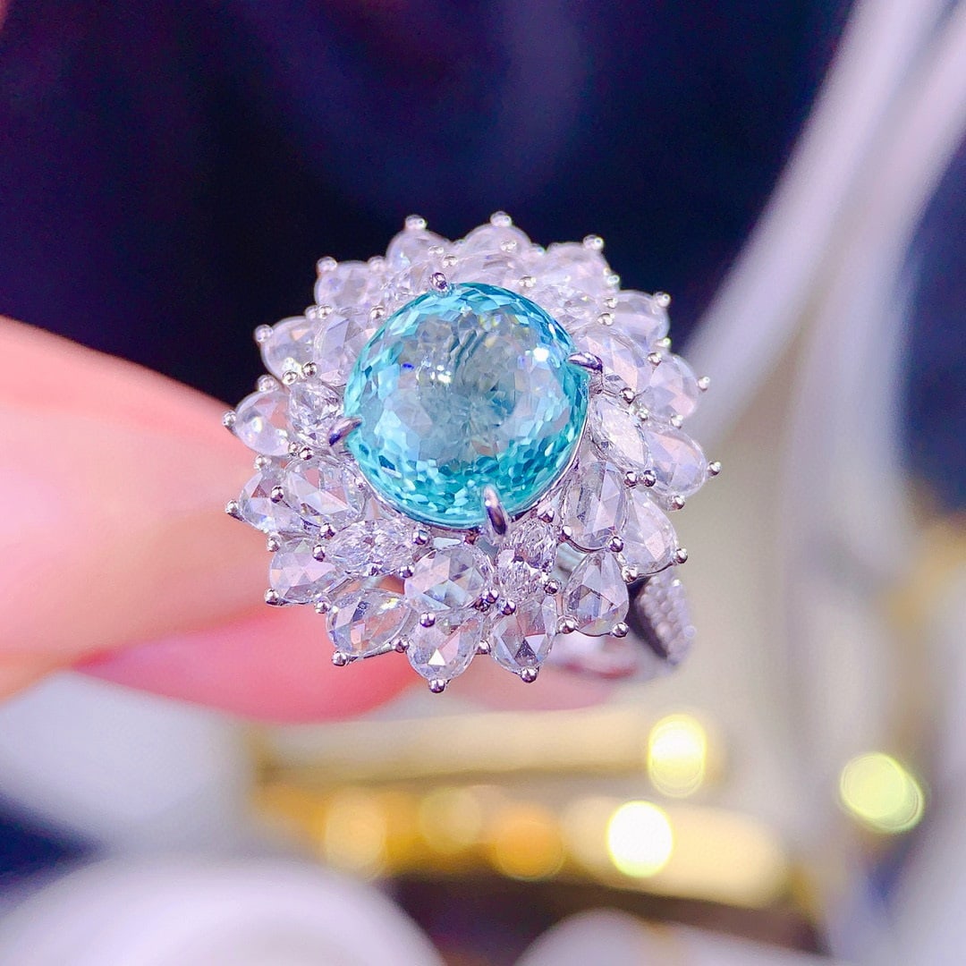 14k Gold 2.72 Ct Natural Paraiba Tourmaline & Diamond Ring/pendant( Without Chain ) - 8