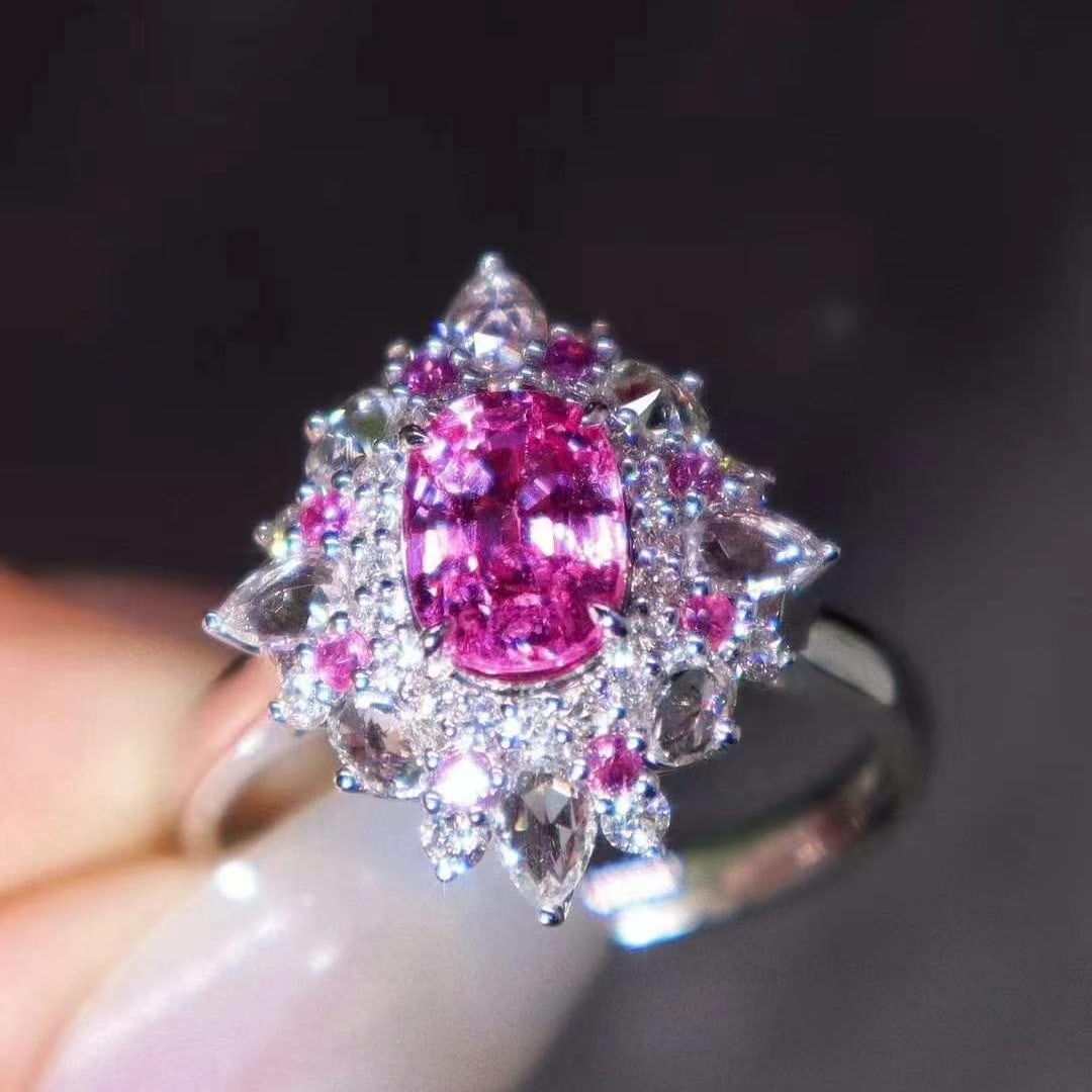 14k Gold 1.98 Ctw Natural Padparadscha Sapphire & Diamond Ring - 3