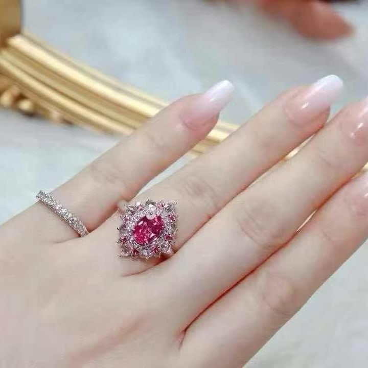 14k Gold 1.98 Ctw Natural Padparadscha Sapphire & Diamond Ring - 4