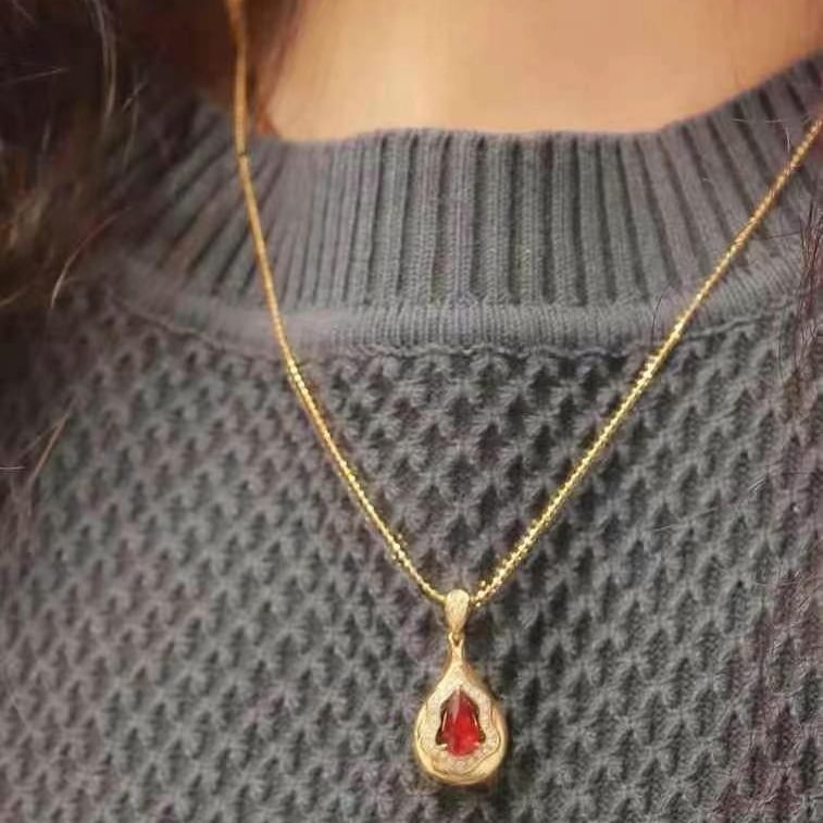 14k Gold 1.12 Ctw Natural Ruby & Diamond Pendant( Without Chain ) - 5