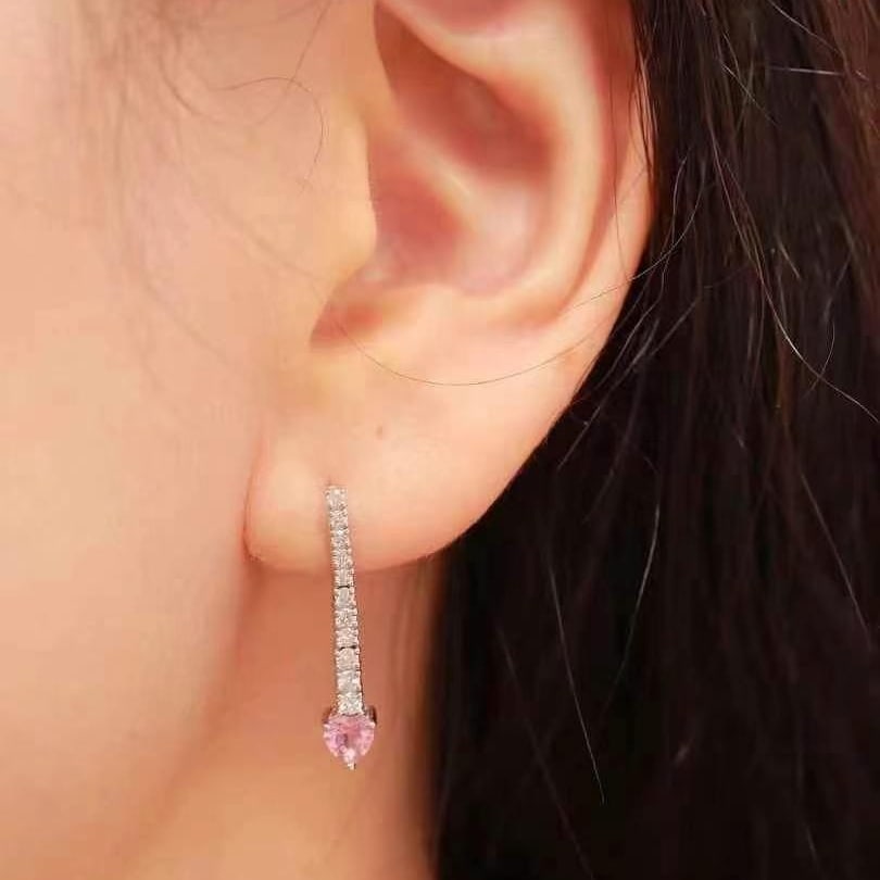 14k Gold 1.0 Ctw Natural Tourmaline & Diamond Earrings - 3