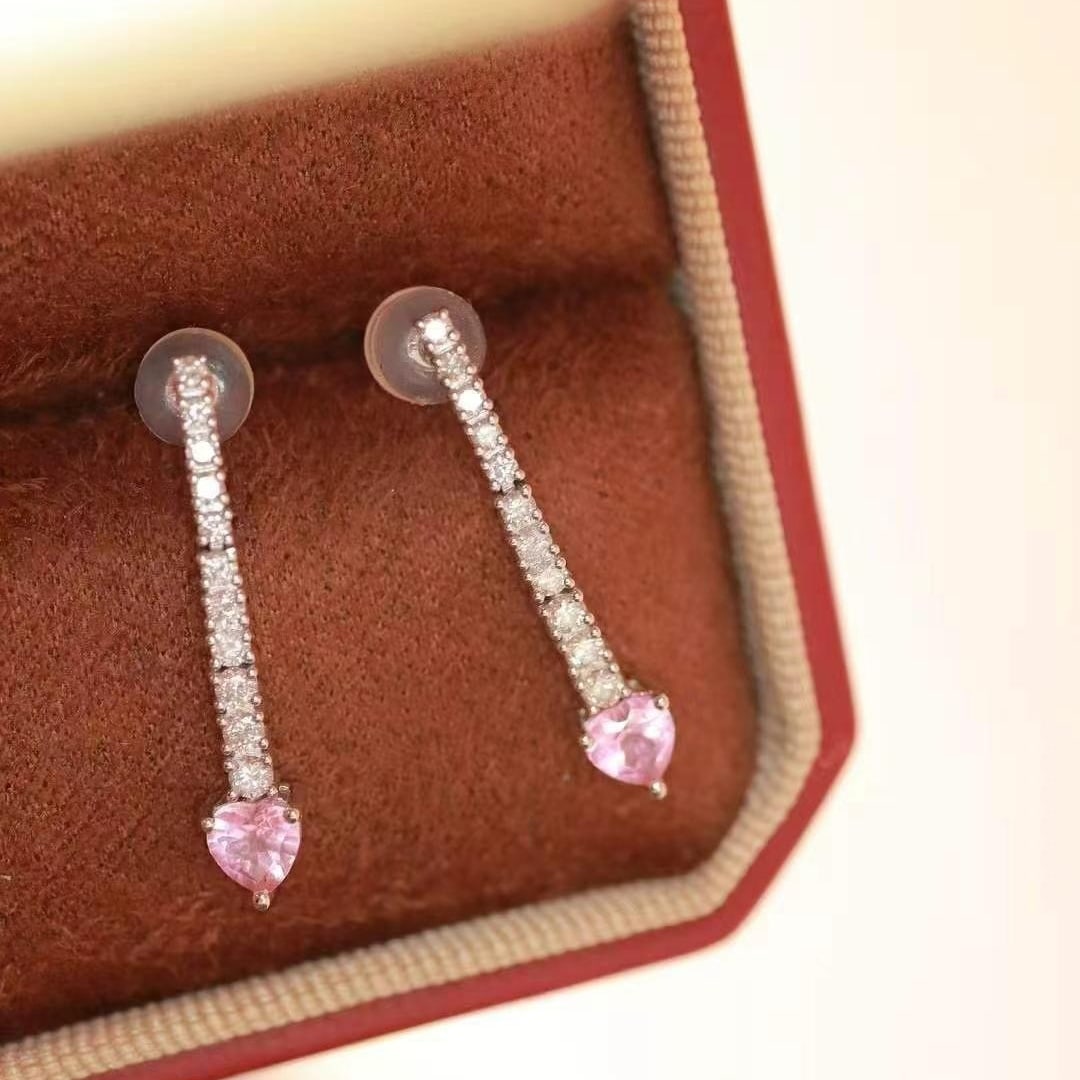 14k Gold 1.0 Ctw Natural Tourmaline & Diamond Earrings - 4