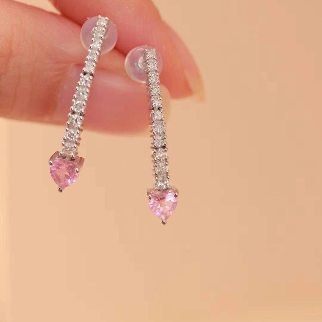 14k Gold 1.0 Ctw Natural Tourmaline & Diamond Earrings - 6