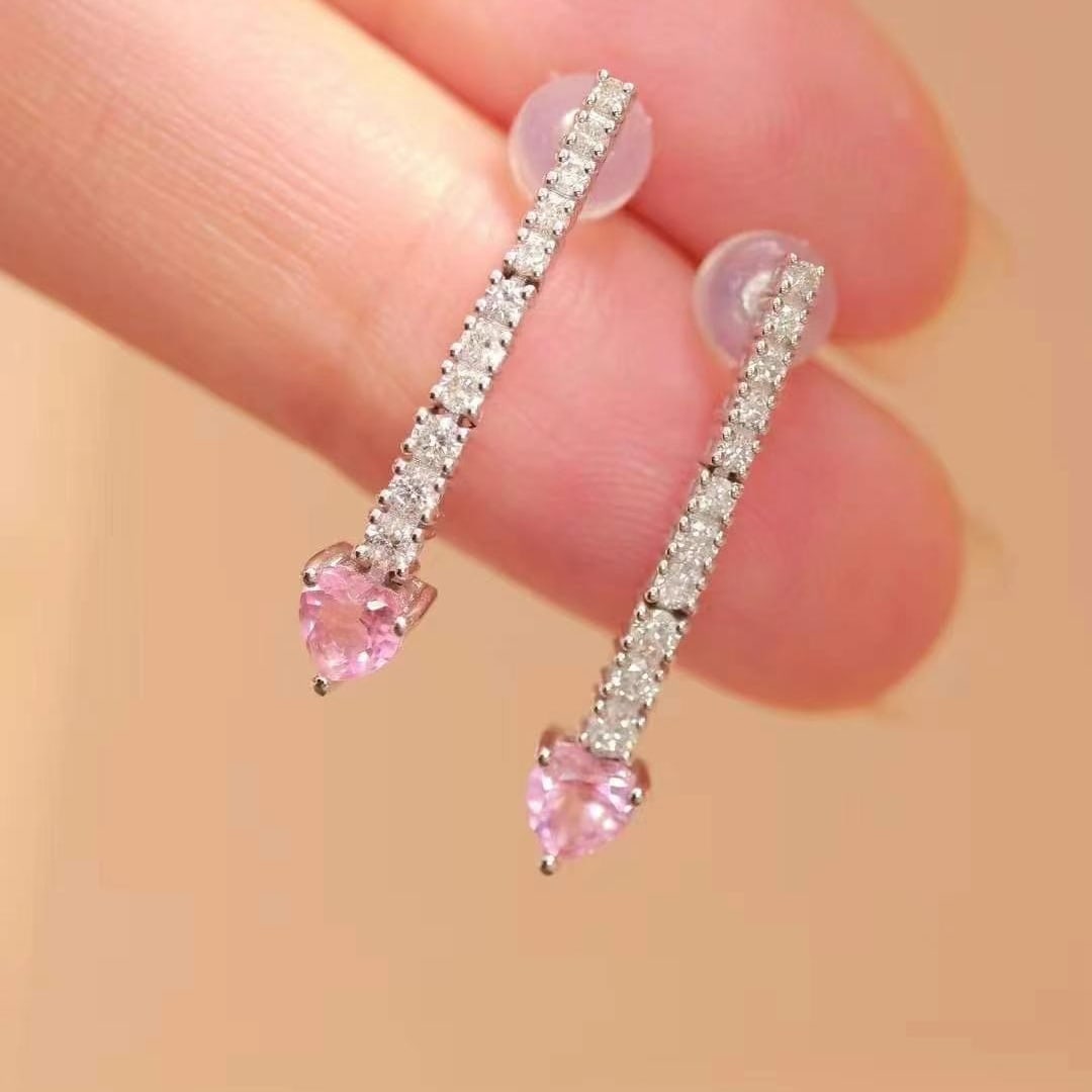 14k Gold 1.0 Ctw Natural Tourmaline & Diamond Earrings - 7