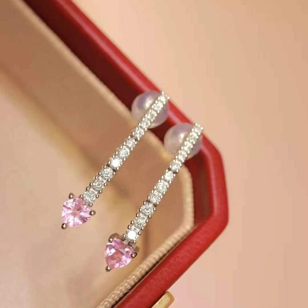 14k Gold 1.0 Ctw Natural Tourmaline & Diamond Earrings - 8