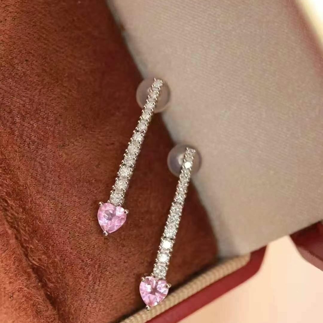 14k Gold 1.0 Ctw Natural Tourmaline & Diamond Earrings - 9