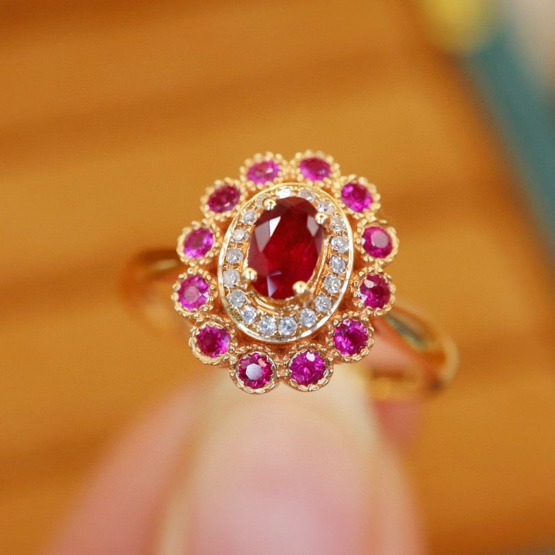 14k Gold 0.67 Ctw Natural Ruby & Ruby Ring - 3